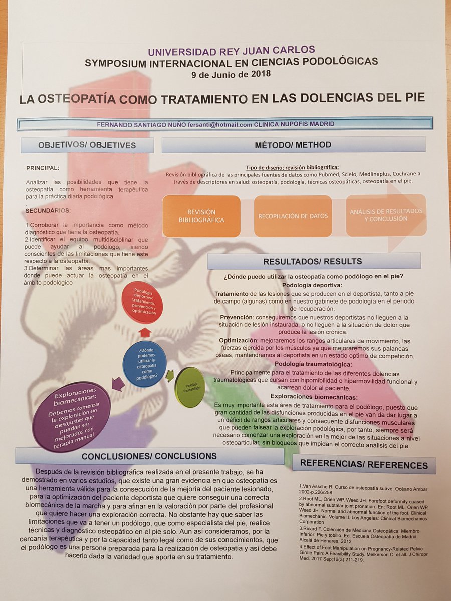 MasterPodologia's tweet photo. PÓSTER GANADOR DEL SYMPOSIUM DE POSTER EN CC PODOLÓGICAS URJC. @MasterPodologia Fernando santiago Nuño Primer Premio @fersanti1 https://t.co/wZpziXuSCb