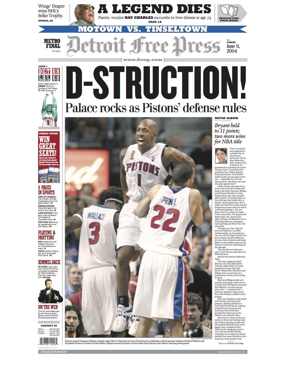 Freep Sports On Twitter 14 Years Ago Tonight The Detroitpistons Stunned The Nba With An 87 75 Win In Game 1 Over The Favored Lakers In The 2004 Nbafinals Led By 22 Points