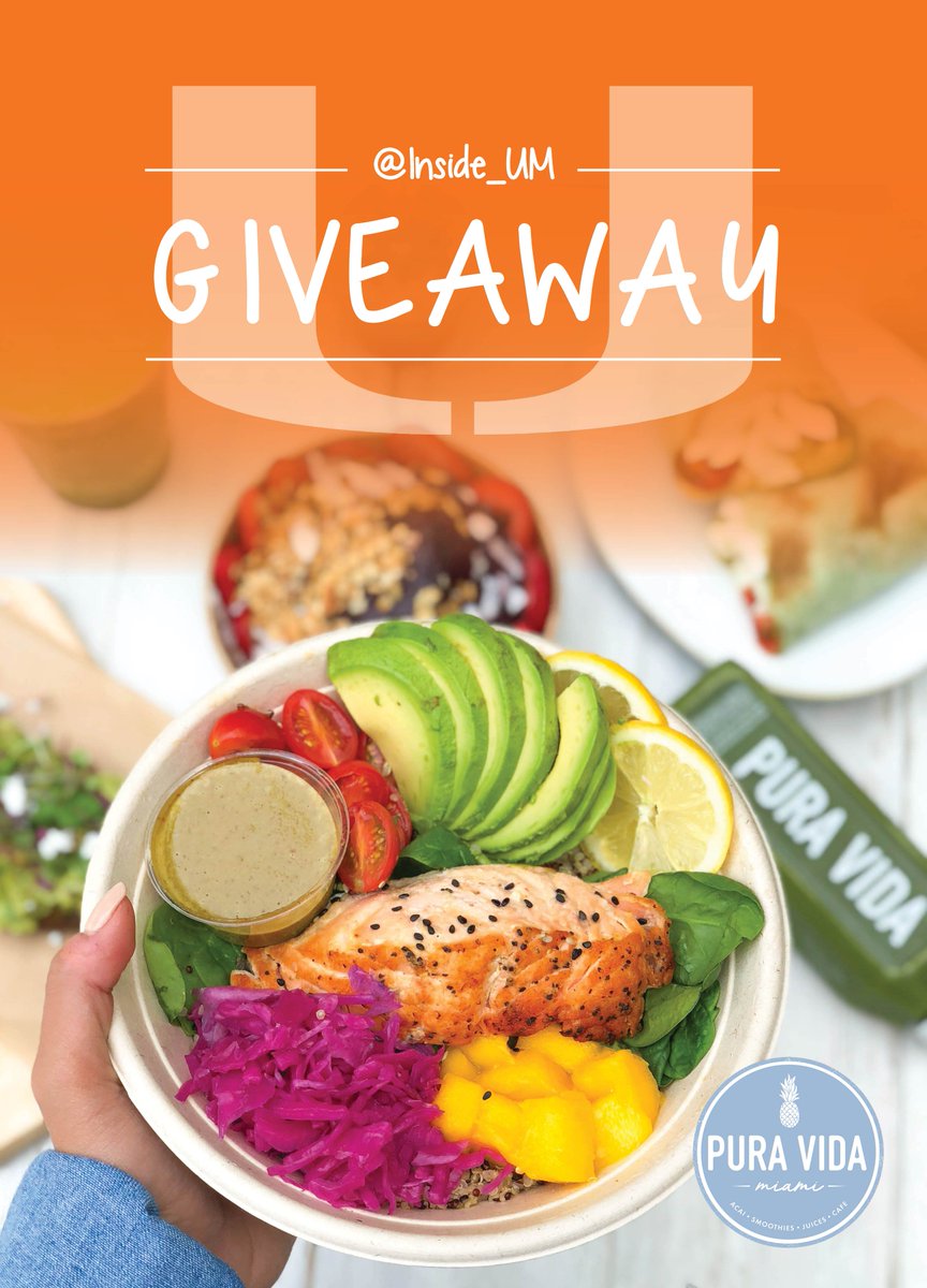 LifeAt_TheU's tweet photo. .@puravida_miami believes health is the main ingredient to happiness and weβve teamed up with them to bring you both. Follow us on Instagram to win $50 to spend at their Coral Gables campus location at 1100 Stanford Drive. https://t.co/0k463GdW34 #insideum #puravidamiami π https://t.co/nsk6gH0RM0