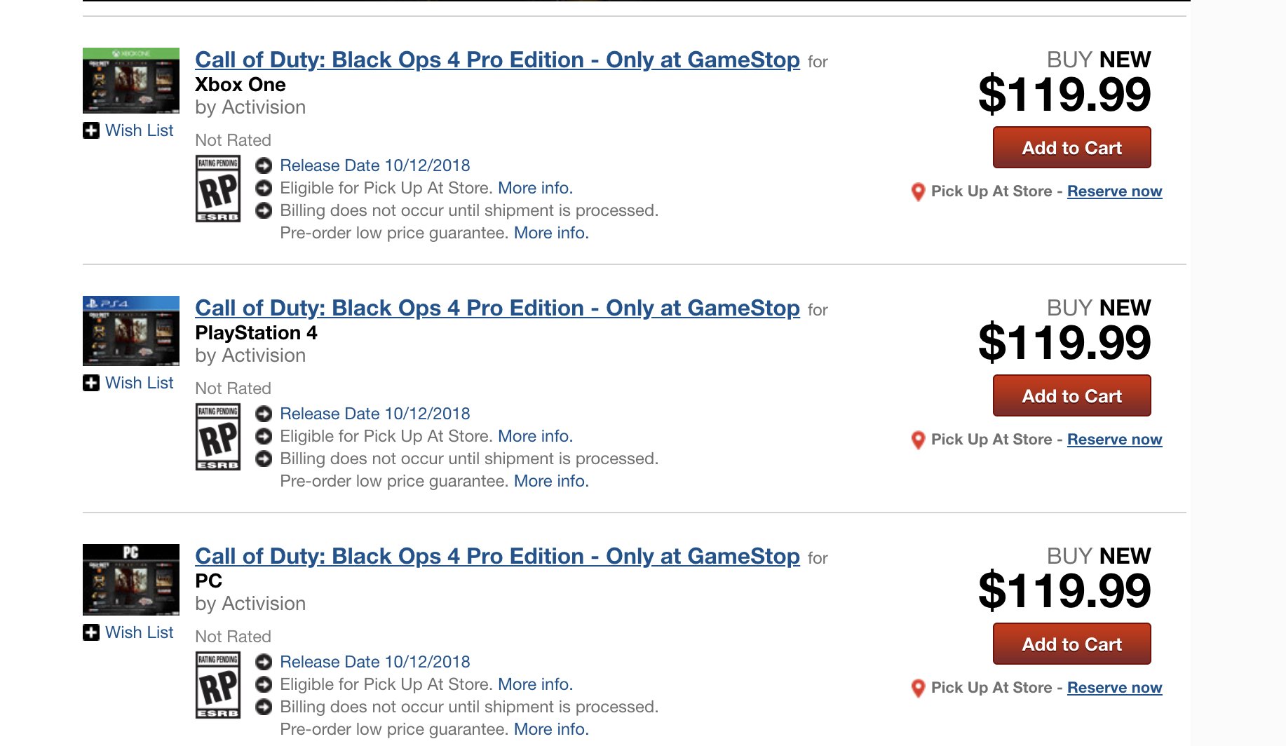 call of duty black ops 4 gamestop price