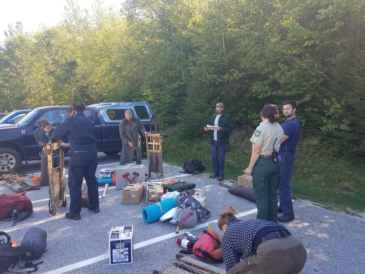 Crawford Path project is kicking off this week with <a href="/AppMtnClub/">Appalachian Mtn Club</a> trail crew packing in! ⛏ #CenturyOfService