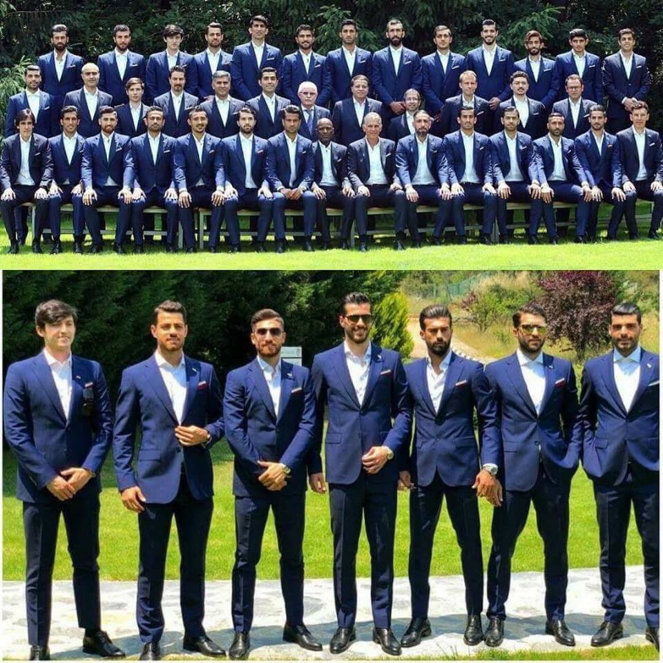 worldcupthirst's tweet photo. Let's talk about Iran, making its fifth World Cup appearance. Team Melli will likely get bounced early, but hot damn if they're not the most dapper group of players in Russia. Princes of Persia right here. https://t.co/G85PX9GVqB