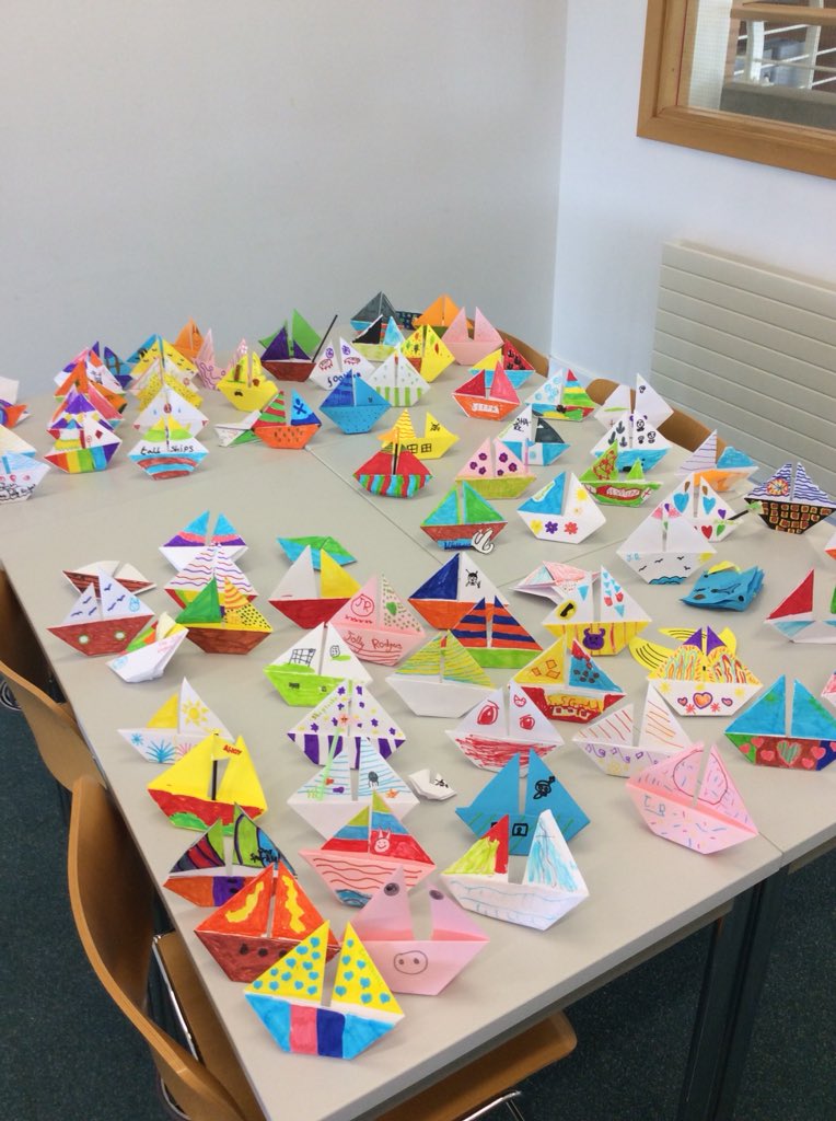jfkprimary's tweet photo. Some of the Year 5 origami boats made while on their trip to Sunderland University today. https://t.co/BoD61tZA51