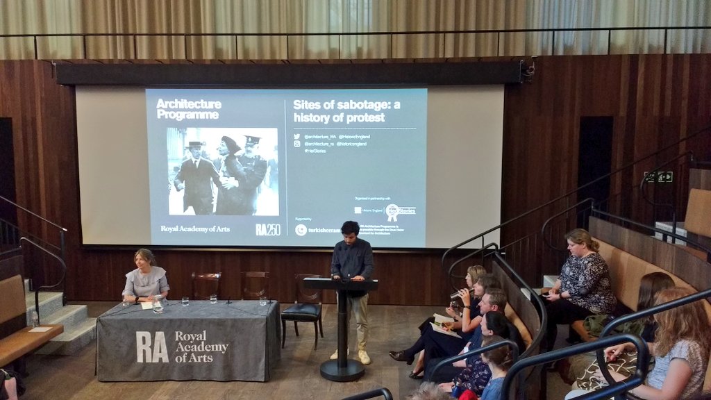sabinaandron's tweet photo. In the new Royal Academy lecture theatre for a London Festival if Architecture discussion on the heritage value of protest sites #suffrage #herstory #protestsites #ra250 @architecture_RA @HistoricEngland https://t.co/Y9gzyDEHxa