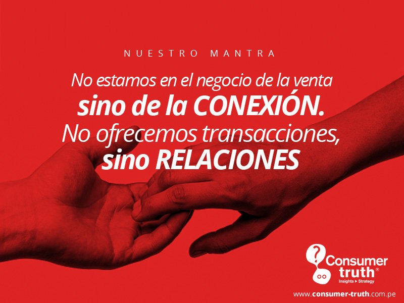 consumer_truth's tweet photo. En #ConsumerTruth no estamos en el negocio de la venta, sino de la conexión. No ofrecemos transacciones, sino relaciones! 👉 https://t.co/00A4OsY2LF #Insights #Estrategia https://t.co/DGspsfQIN1