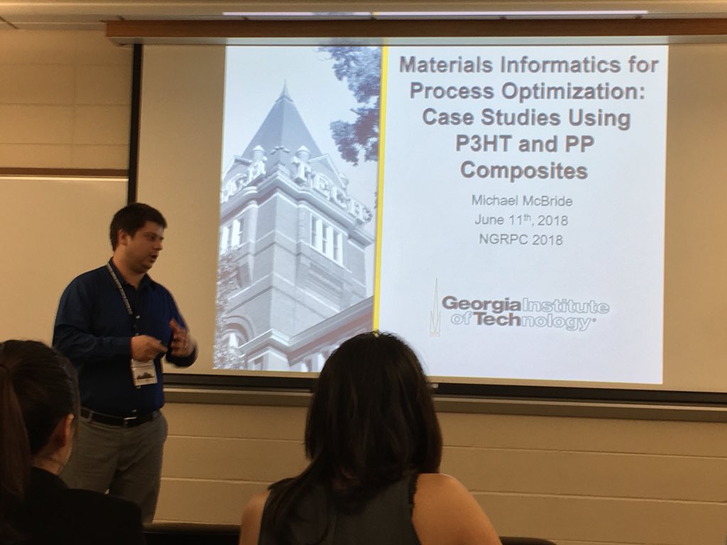 ReichmanisGroup's tweet image. Mike @ngrpc18 tells us how we can move away from expensive experimentation using a new approach #NGRPC18 #P3HT #WeCanDoThat #CreatingTheNext