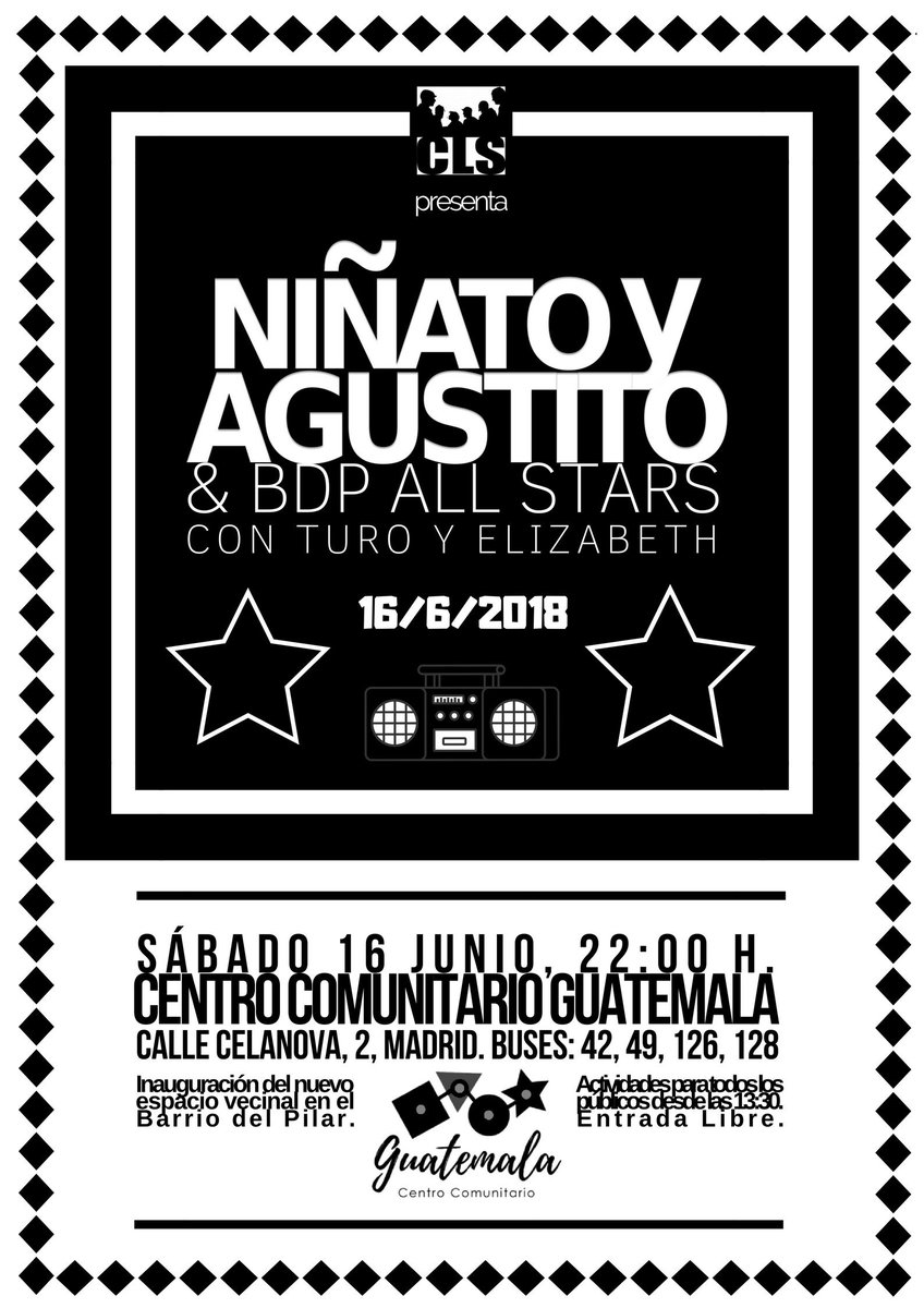 Ni8atoCLS's tweet photo. Este sábado se abren las puertas!
#CentroComunitarioGuatemala #BarrioDelPilar #NiñatoyAgustito #BDPAllStars #EnDirecto
@AgustitoCLS @BDPAllStars @WrongDelfos @AvanRafarrina @turocls @FunkyNandy @cls4d4 @LaPiluka_CS @LaflorAv
#LaLuchaSigue #AmorSincero https://t.co/MuLsp8k6Aj