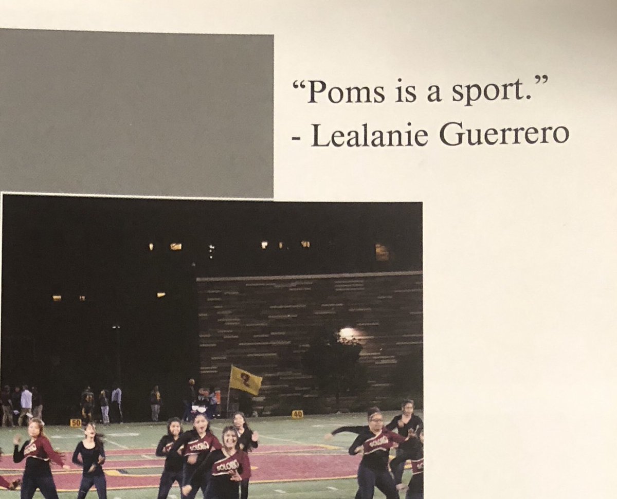 SolorioPoms's tweet photo. Very important poms yearbook quote. https://t.co/JVFW7mFHu1