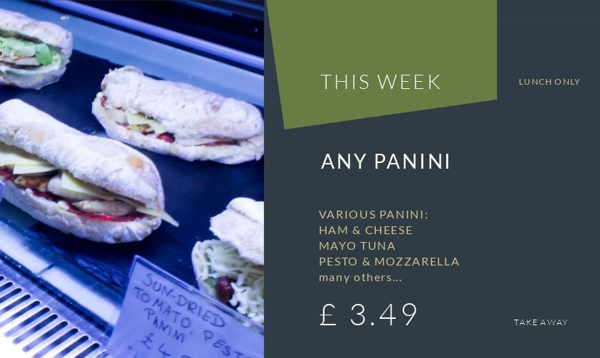 UnionCafeAberd's tweet photo. This week until Sunday 17th of JUNE
Any panini 3.49£ TAKEAWAY or 4.50£ eat in.

#Monday
#coffee 
#cappuccino 
#latte 
#americano 
#chocolate 
#milk 
#espresso 
#mocha 
#aberdeen 
#beer 
#wine 
#nachos 
#pizza 
#bistro 
#cafe 
#panini 
#cakes 
#kitchen 
#meze 
#italian 
#chips https://t.co/psuZm1bNOS