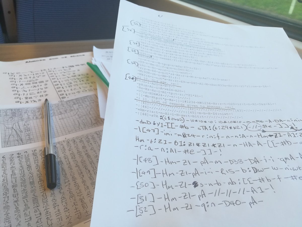 SignWriterEgypt's tweet photo. Later train home tonight, time to finish transcribing #Ahmose son of Abana from #Hieroglyphs to #ManuelDeCodage for the online DB. #SoClose https://t.co/zlwHg8RFuJ