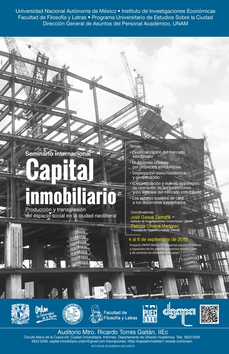 Cap_Inmob_UNAM's tweet photo. Seminario Internacional Capital inmobiliario. 
4, 5 y 6 de septiembre en el  @IIEc_UNAM 
Registro en: https://t.co/O0gvdTdwOc https://t.co/FVLpVO8BWI
