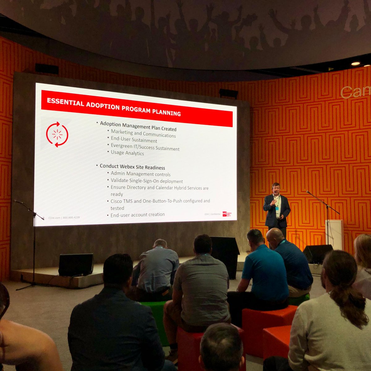 CDWCorp's tweet photo. Did you miss CDW's Don Barker talking about adoption management plans? No worries! He will be back on Wednesday at the #CLUS Campus Arena at 4PM. Be sure to stop by to learn everything you need to know about #collaboration. #CDWCiscoLive https://t.co/NVvvdY9XVV https://t.co/98OWiX3Dld