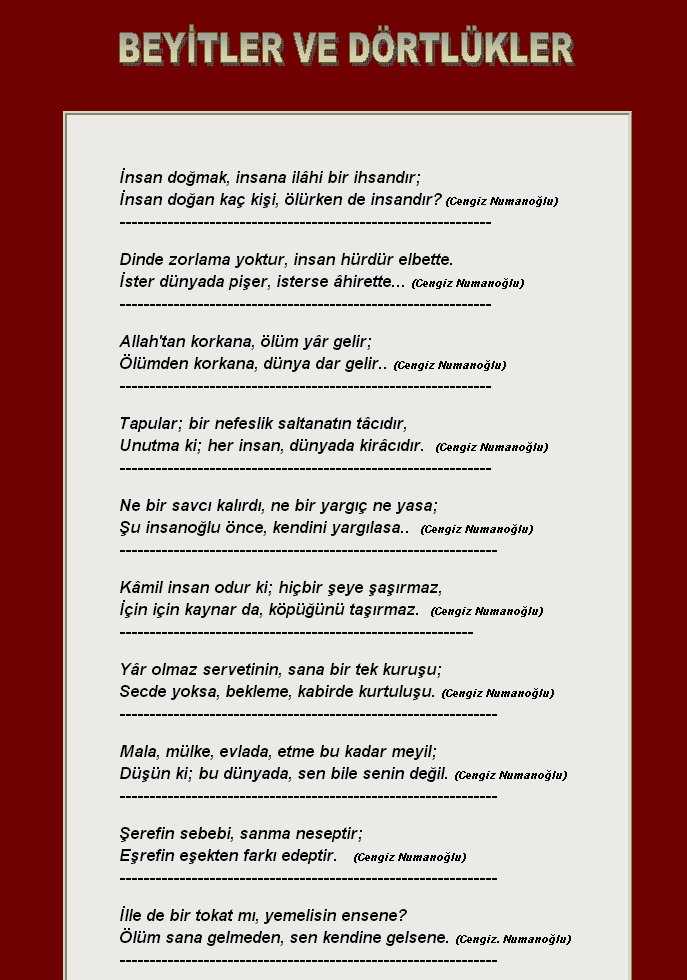 CengizNumanoglu's tweet photo. Aşağıdaki web sayfasından bütün Cengiz Numanoglu beyitlerine ulaşabilir, şairin ismini belirterek beyit ve şiirlerini sosyal medyada paylaşabilirsiniz :

https://t.co/Q8vGYz9odq  

------
#şiir #şuur #tefekkür
#Kuran #iman #güzelsözler #GününSözü
#CengizNumanoğlu #beyit #beyitler https://t.co/9u3BgXtkXF