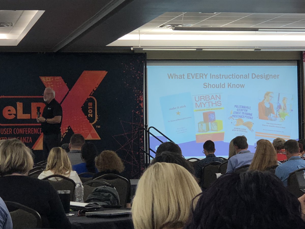mshEducation's tweet photo. Michael Allen (@customelearning) says we need to read @Quinnovator's book on #eLearningMyths. If more people read it, maybe fewer people would start sentences with "Millennials really like __________" or "In order to reach #millennials...)!   #eLBX #LDC18 https://t.co/Q34h31sfh8