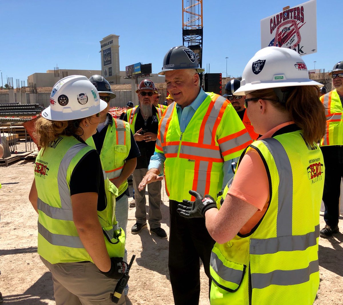 SteveSisolak's tweet image. Incredible progress being made at the @RAIDERS @UNLV Stadium! Thank you to all the #unionstrong workers who are making this new chapter in NV come to life. I am proud to stand with NV Organized Labor #nvgov #GOTV #nvjobs #VoteSisolak