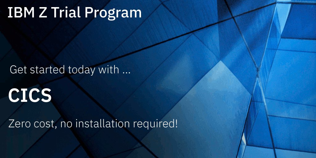 melks's tweet photo. 📢 Now live in Z Trial 🎉 Create and deploy a Java application in CICS. No charge trial, no set up required. Register here: https://t.co/rKZKMMO2Kz @IBMz #IBMZTrial #CICS https://t.co/5Ps3ddvUDz