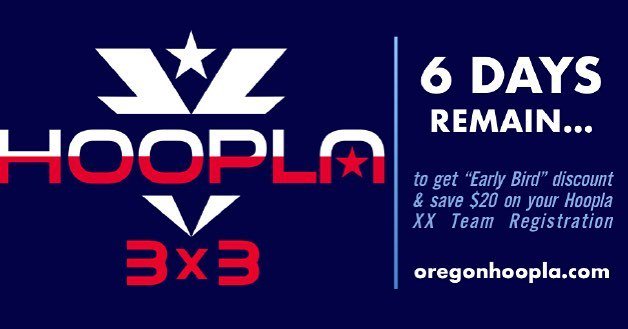 oregonhoopla's tweet photo. 6 DAYS REMAIN...to get "early bird" discount and save $20 on your Hoopla XX registration... https://t.co/oO3AY2BytB https://t.co/uGEXNxuLD4 https://t.co/BCIWih3mws