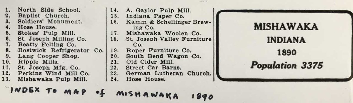 MFosmoe's tweet photo. #LocalHistoryMonday: Stuff I found looking up other stuff. Bird's-eye view map of #Mishawaka in 1890, plus legend. Via @SBTribune archives #PrincessCity https://t.co/x1OVlErXWg