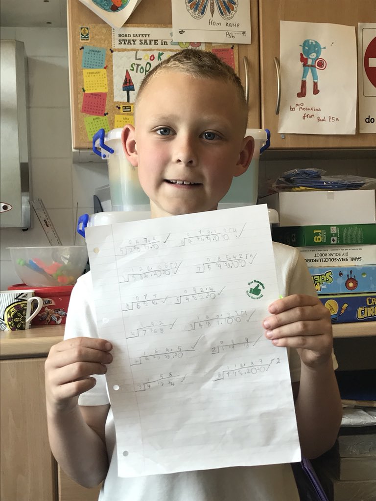 PirieParkPS's tweet photo. This P4 boy is a maths wizard 🧙‍♂️ He tackled some very tricky division sums and he got them all correct! 👏🏻#proud https://t.co/Apl9OlvREr