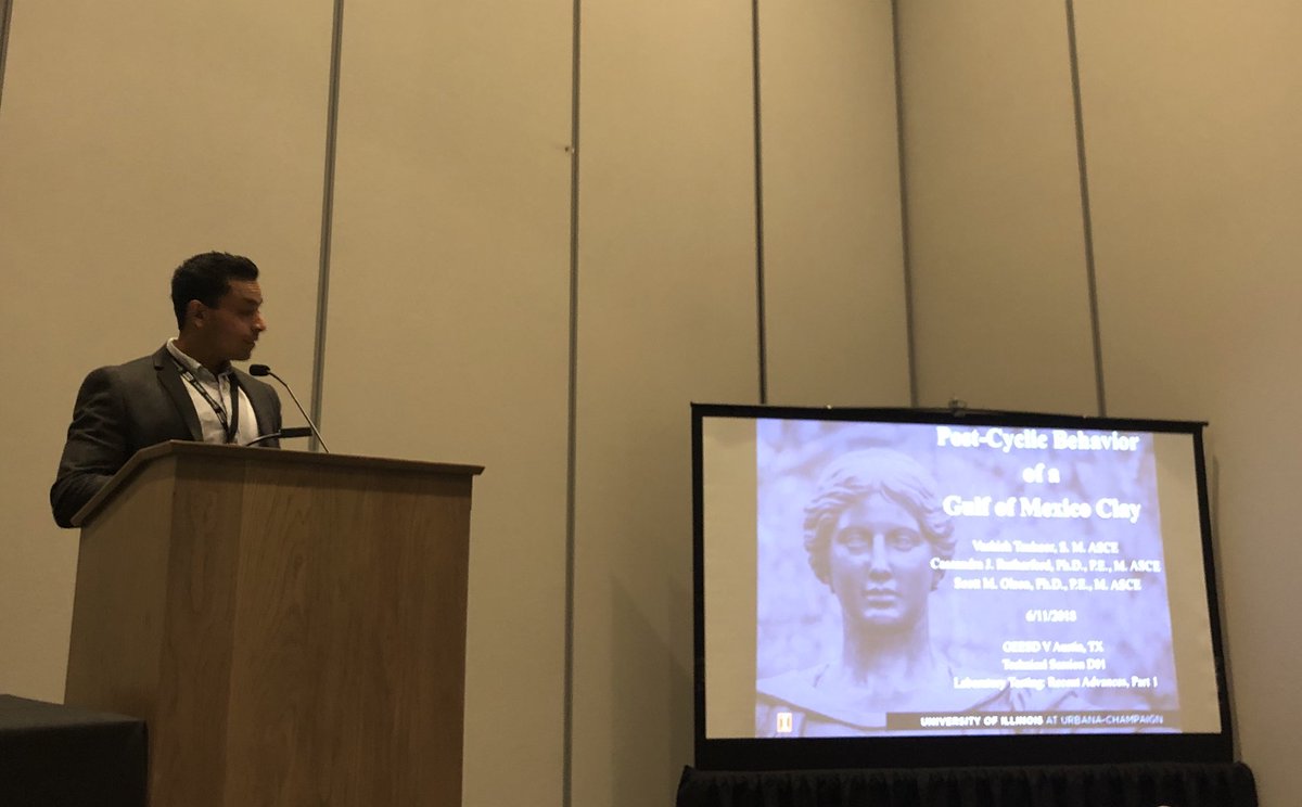 Vashish Taukoor presenting our research on “Post-cyclic Behavior of Gulf of Mexico Clay” #GEESDV2018