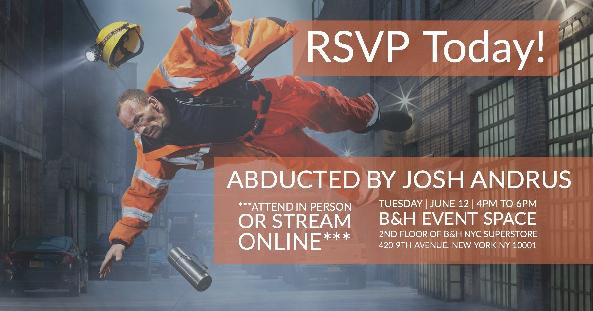 Don't miss your chance on TUESDAY, JUNE 12th, to come and meet photographer Josh Andrus. He will be talking about his latest surreal series of photos, The Taken, at B&amp;H from 4-6pm. bhpho.to/2LJyVgX