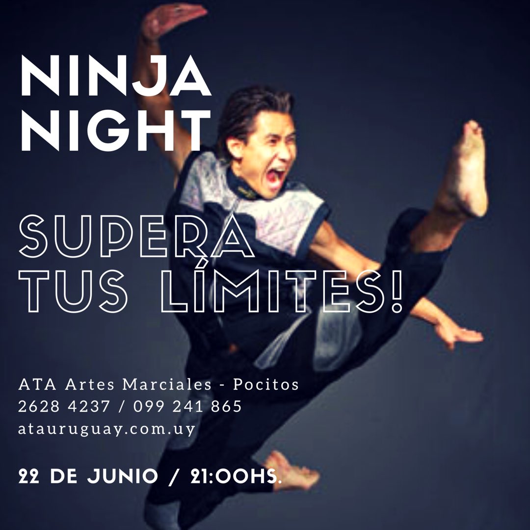 ATAPocitosMA's tweet photo. 🌃 NINJA NIGHT 🥋💥 .
🗓 22 de Junio.
📍 ATA Artes Marciales - Pocitos
🕘 21:00hs.
🔎 https://t.co/iWQvMcRqiU

#ATAUruguay #Taekwondo #TKD #SongahmTaekwondo #YoSiPuedo #Disciplina https://t.co/Cj9grErZ3o