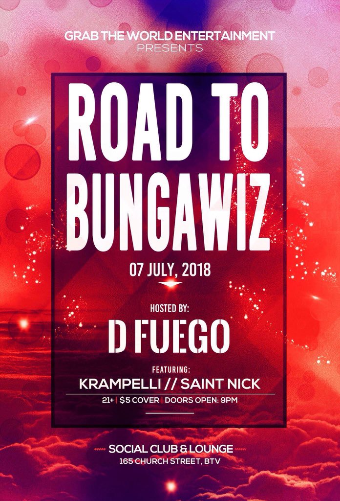 DFuego_Official's tweet photo. Road to BungaWiz 😈😈😈 the only pre BungaWiz show in Vermont! Discounted tickets at venue! #edm #rt #pregame #festivaltime #vermont #dfuego #Esketit #dubstep #trap #goodvibes #bassmusic https://t.co/Nq2CNdhbX9