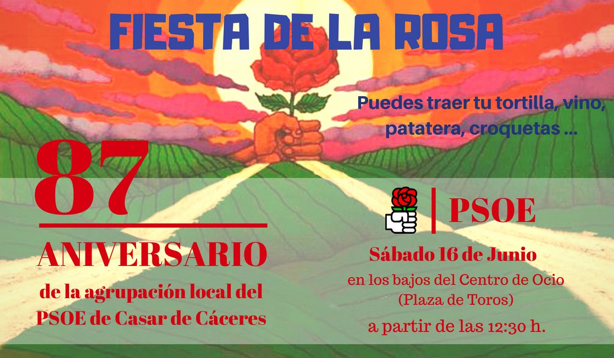 psoecasarcc's tweet photo. tortilla, queso, gazpacho, croquetas, patatera... Allí nos vemos! https://t.co/dOunrFb4YB