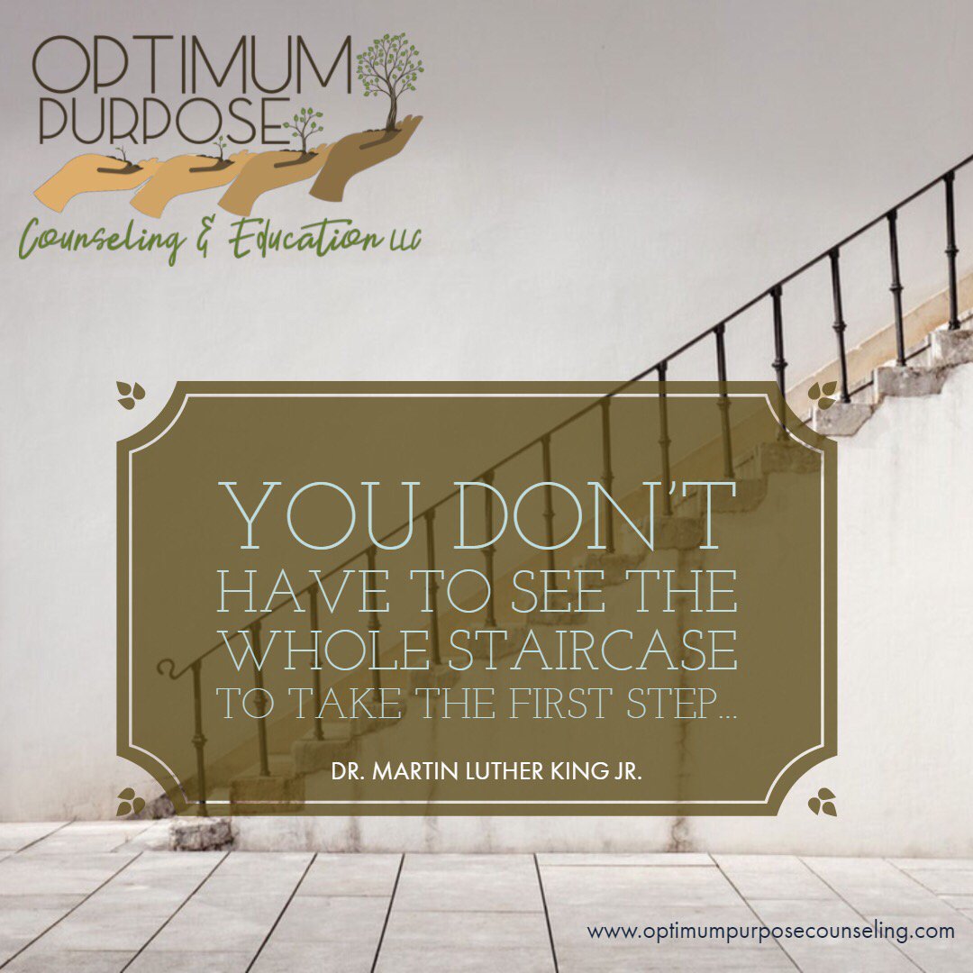 OptimumPurpose's tweet image. Life is all about taking that first step. Where does your faith lie? 
#OptimumPurpose #Counseling #Therapy #Faith #MLK
