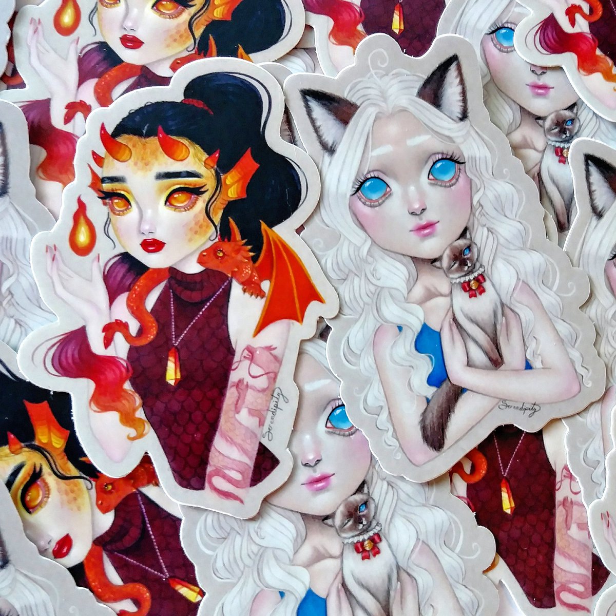 Dragon & Kitty stickers are now in my shop! 🐱🔥 
@: etsy.com/shop/serendipi… 
.
.
.
#art #stickers #twitterart #drawing #illustration #cuteart #etsy #etsyart #etsyshop #artstickers #fantasyart #cat #love #cute #dragon #kawaii #popsurrealism #serendipitytheartist #serendipity