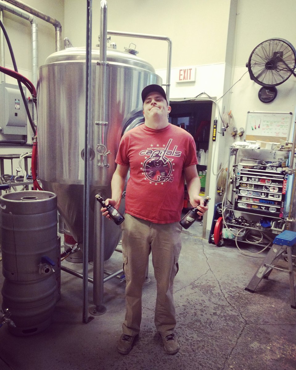 A bet is a bet... As some of you may know we had a friendly wager with the folks @portcitybrew and well we lost. So here is our head Brewer, Patrick, rocking the red! Be on the lookout for your bottles guys! Don't forget 2-for-1 growler fills all day today! #allcaps #vegasborn