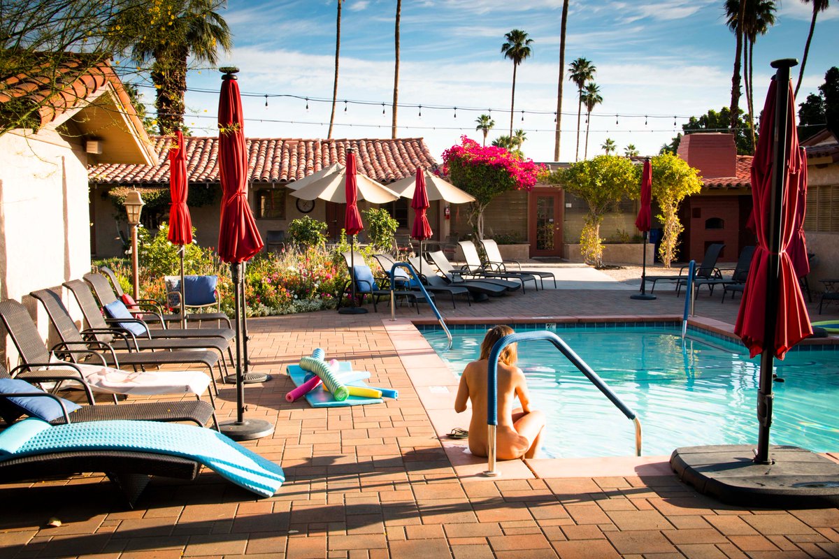 nudist_resorts's tweet photo. Here's a nice shot early in the day before everyone is awake. As you can see we have plenty of shade. Plan your summer vacation now at The Terra Cotta. Call us at 1-760-567-8067 Visit our site at https://t.co/5GyWSSfeau https://t.co/kKsgUnjeHD