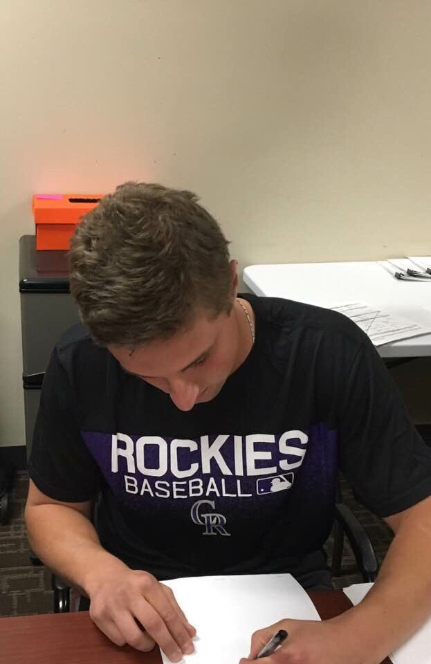 CVUBaseball's tweet photo. It’s Official!  This morning @raynewsupple signed with the Colorado Rockies!  #cvupride #hardworkpaysoff https://t.co/9sNemuZ5KF