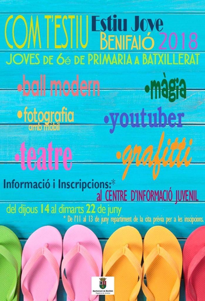 Aj_Benifaio's tweet photo. 🌈🌞🌟 #COMTESTIU  #JOVES #BENIFAIÓ2018😁🐚🐞

Haveu vist els tallers👇🏼❓
😱GRAFITTI,MÀGIA, YOUTUBER,TEATRE, BALL MODERN I FOTOGRAFIA AMB MÒBIL.

ATENCIÓ📢
👉🏼agafa cita prèvia de l'11 al 13 de juny al #CEEV.

#JovesBenifaió
#Preparemlestiu 
@culturaBenifaio 
@BenifaioCOMUNIC https://t.co/LpmErIOb31