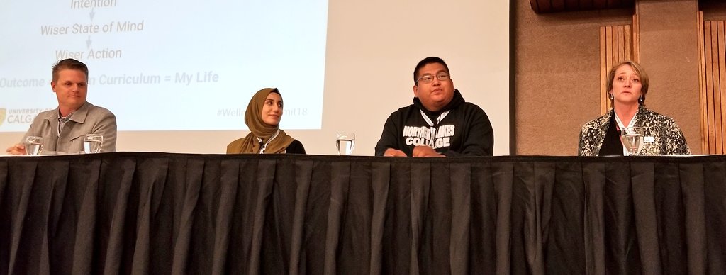 healthycampusab's tweet photo. Ready to gain more perspective from the Secondary Panel at #WellnessSummit18 ! Join the discussion w/ David Smith, Dalal Souraya, Keoth Nanooch & Lori Roe https://t.co/R5zlvVPnzg