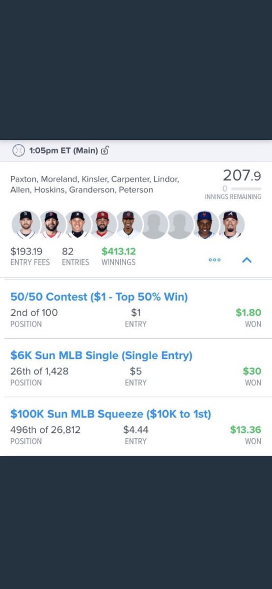 machine_dfs's tweet photo. 🔥 Another solid week of DFS results #Consistency #DFS #Fanduel #DraftKings #Nascar 🏎️ #MLB ⚾️ Join us today. https://t.co/pZNlnPtWHO