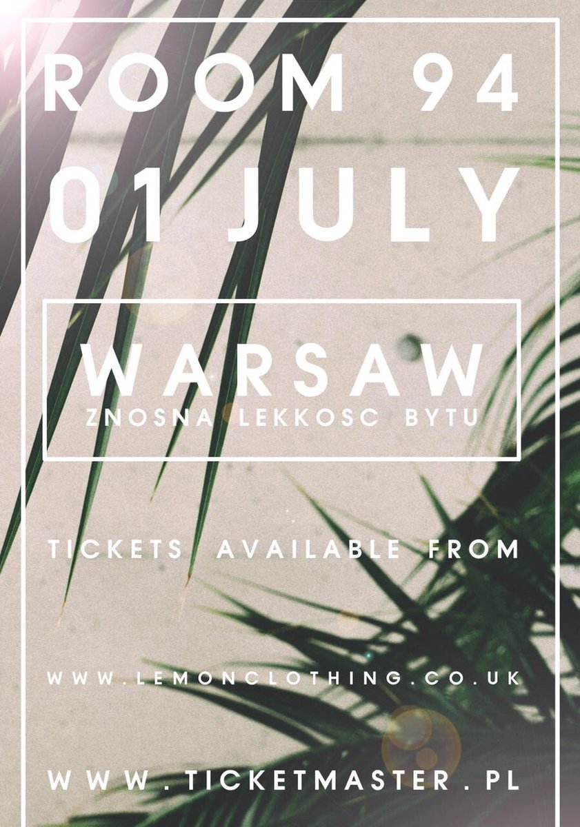 POLAND 🇵🇱

Get your tickets and come see us at the end of the month 

These will probably be our only shows in Poland this year so  let’s make them count 🔥

TICKETS - ticketmaster.pl/artist/room-94… 

OR 

VIP TICKETS - lemonclothing.co.uk/collections/ro…