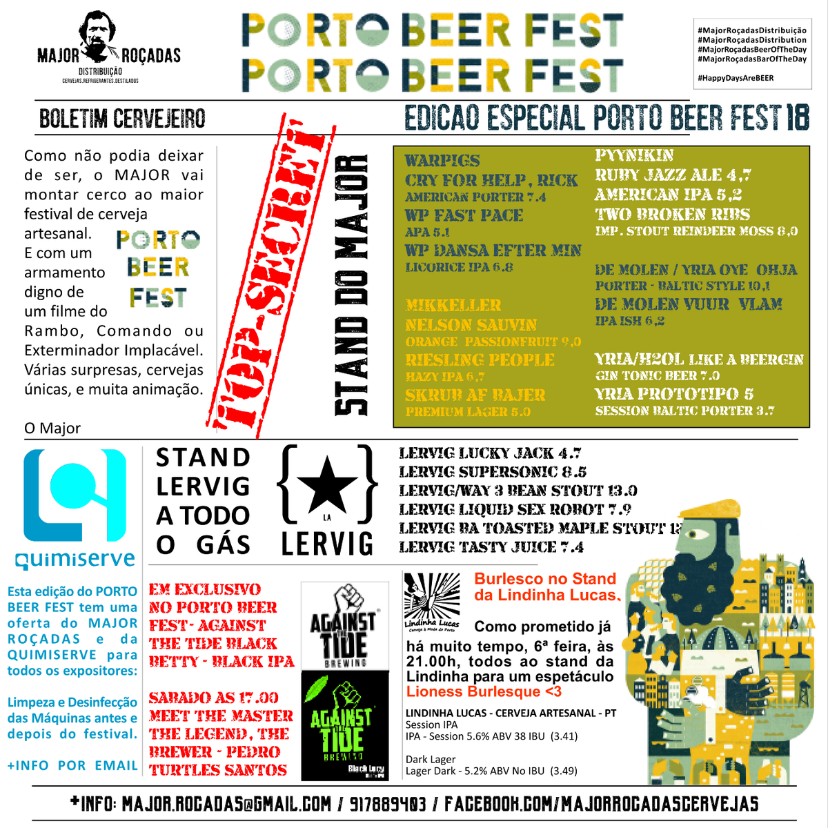 MajorRocadas's tweet photo. [PT] Tudo a postos para o combate - Boletim Especial
[ES] Todo a puestos para el combate
[EN] All ready to fight

Major Roçadas Distribuição @ Porto Beer Fest 2018 &amp; #HappyDaysAreBEER

#MajorRocadasDistribution 
#MajorRoçadasDistribuição 
#PortoBeerFest18
#ToTheBeerGods https://t.co/xOEx9q1fH4