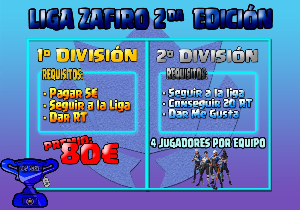 LigaZafiro's tweet photo. @LigaZafiro abre las puertas a la segunda edición 😲
Esta vez queremos ir a full, por lo tanto sera modo escuadrón 😁😄
Hay 2 divisiones, podeis escojer cualquiera, solo cumple los requisitos 😉
Una vez que lo habeís cumplido mandar MD 🤔
SI tiene alguna duda MD 😀
#Fornite #Liga https://t.co/sLCriY7RDb