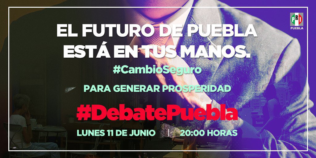 PriMxTepeaca's tweet photo. A unos minutos de que empiece el #DebatePuebla. Vamos con la mejor opción para nuestro Estado, vamos con @EnriqueDogerG_ por un #CambioSeguro https://t.co/XPUOaxVO2U