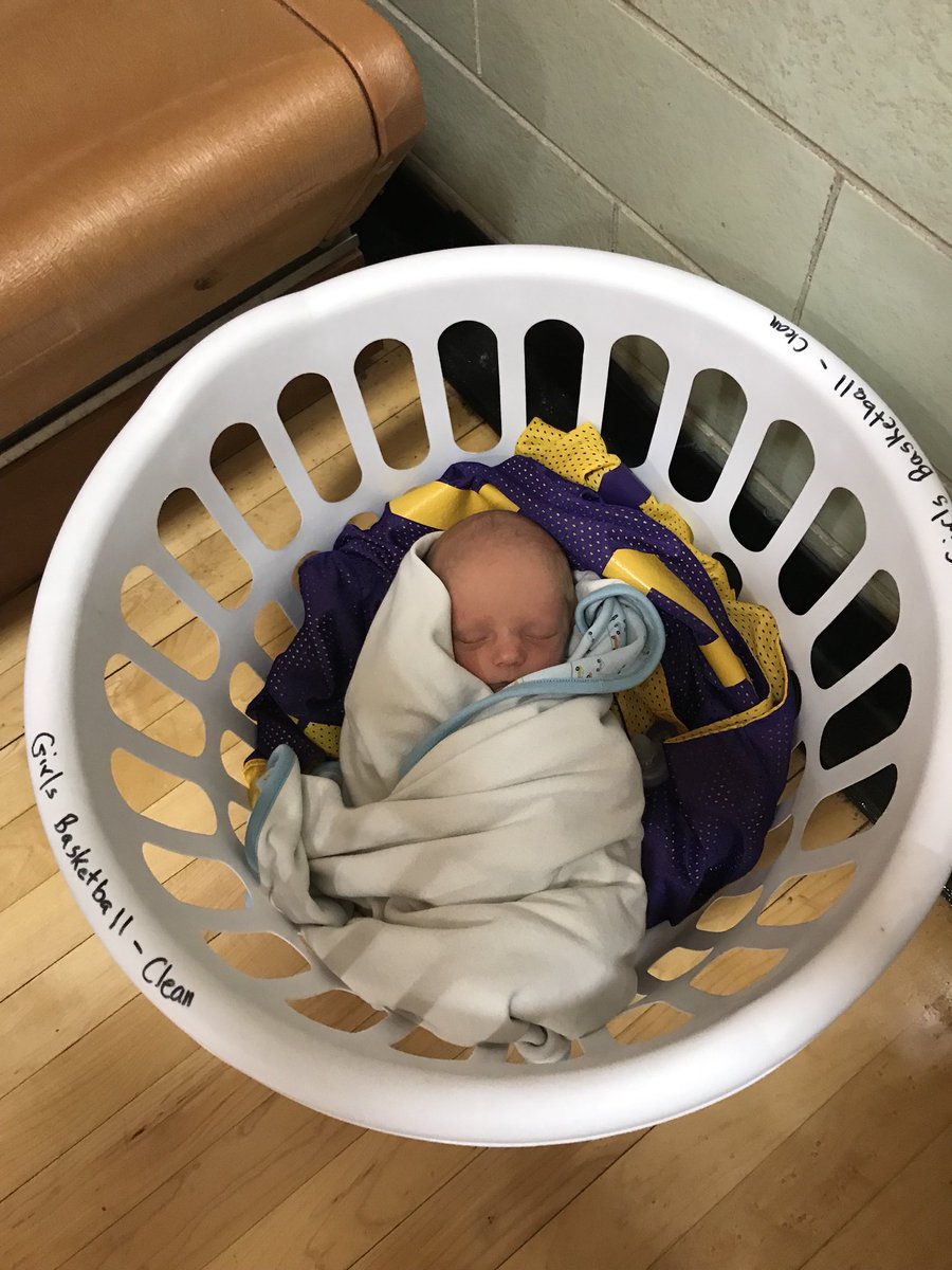 Sometimes you’re the Varsity starter...sometimes you’re the new guy napping in the practice jersey   basket.  #littlelion #clfamily