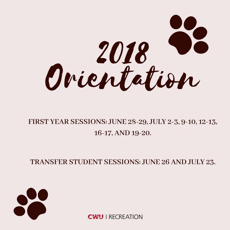 CWURecreation's tweet photo. Hey Incoming Wildcats,
Here is a friendly reminder of 2018 Orientation dates!! While you are visiting campus, come see us at #CWUREC for free admission into the Recreation Center!
We look forward to meeting all of our newest additions to our #RecFam https://t.co/hIdUb4bjTC