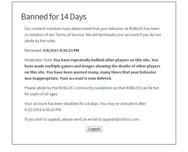 My roblox account has been disabled for a day.