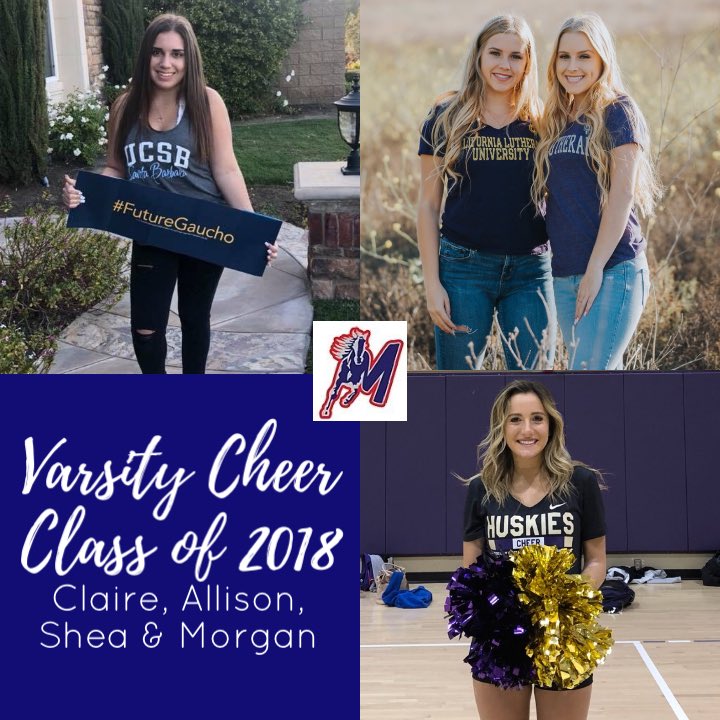 YLHSCheerSong's tweet photo. Congratulations to our Senior Cheerleaders! We wish you all the best! ❤️💙📣 💙❤️ Clair, Allison, Shea &amp; Morgan. We love and will miss you dearly but are excited to see what the future holds #classof2018 #ylhsvarsitycheer #ylhscheerandsong #weareyorbalindamustangs https://t.co/JGcyprfuUi