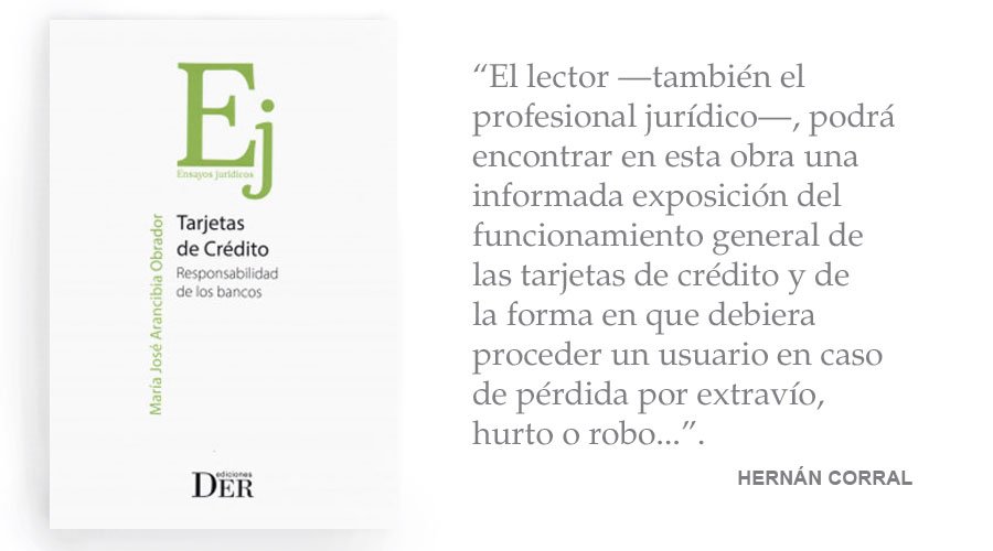 ElMercurioLegal's tweet image. Comentario al libro “Tarjetas de crédito. Responsabilidad de los bancos”, de María José Arancibia (por @hcorralt) elmercurio.com/Legal/Noticias…