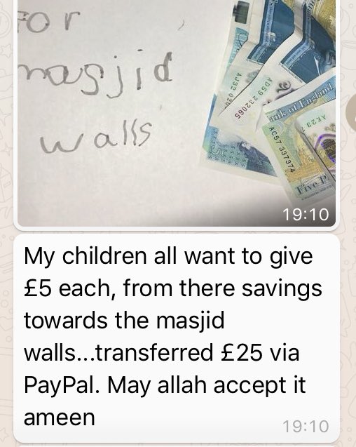 AstonMasjid's tweet photo. Allahu Akbar! Five young siblings have donated £5 each towards the masjid appeal.
May Allah grant their parents the highest abodes in Jannah, reunite them with their children and bless them with multiple houses in Jannah
#Good_Example https://t.co/DoE4k6pTqH