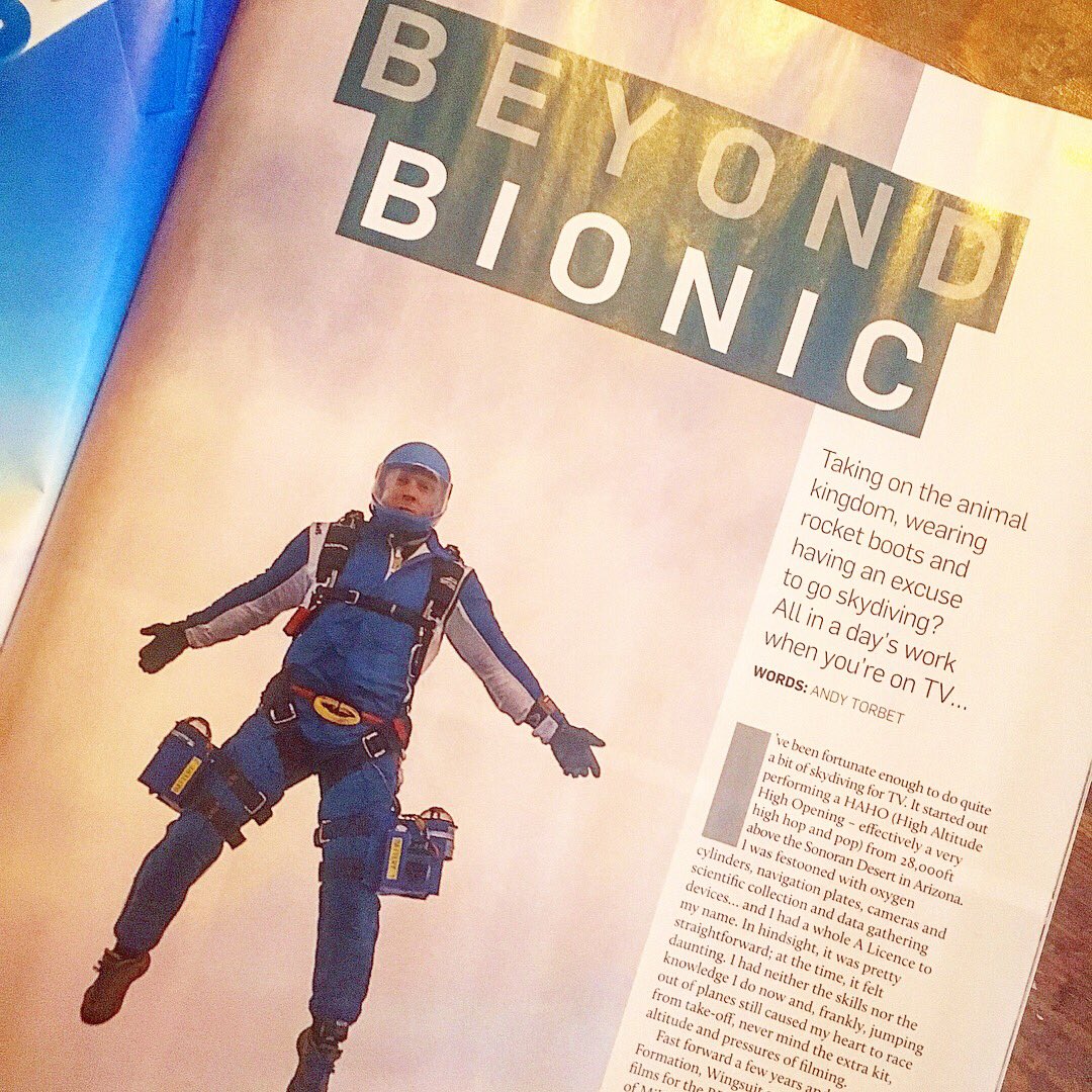 AndyTorbet's tweet photo. And the #BeyondBionic juggernaut keeps on rolling.
This time is in the UK's big Skydiving mag.
Covering wingsuiting like a Flying Squirrel, not hovering like a Hummingbird and going over 250mph to out dive a Peregrine Falcon.
#stem #stemeducation #skydiving #airborne #science https://t.co/Tpx9camg4w