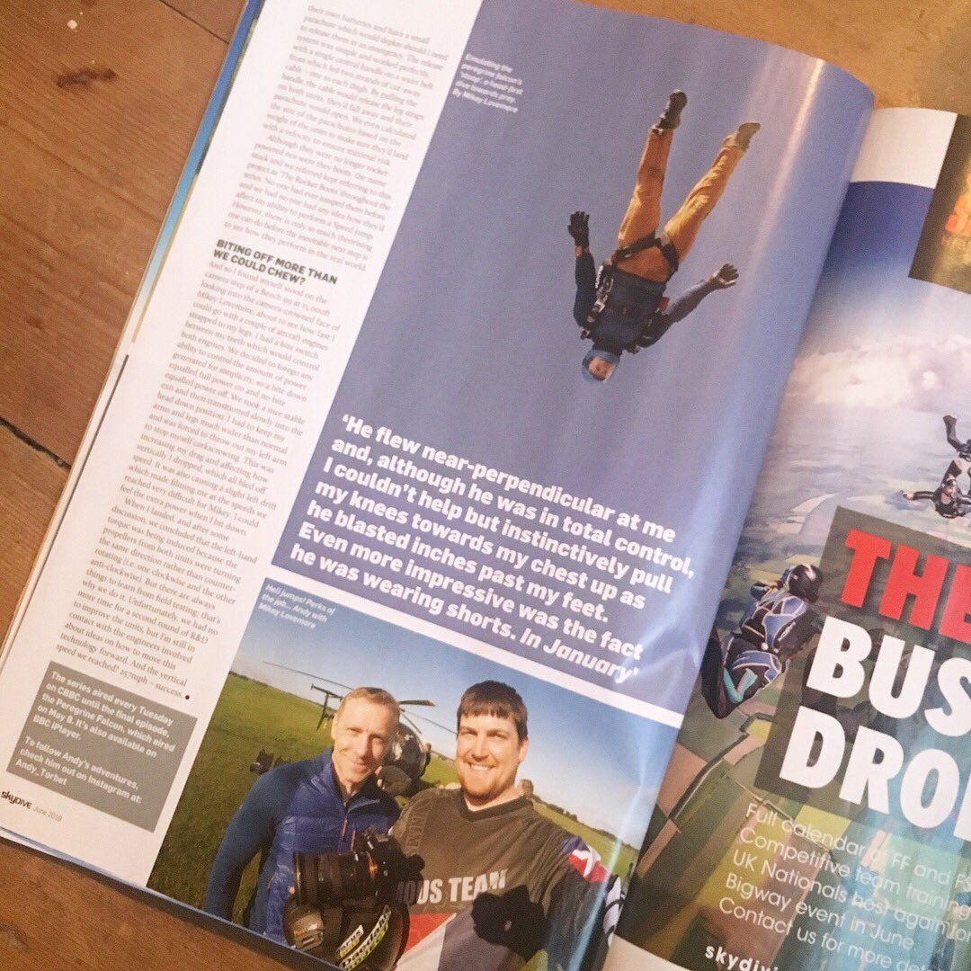 AndyTorbet's tweet photo. And the #BeyondBionic juggernaut keeps on rolling.
This time is in the UK's big Skydiving mag.
Covering wingsuiting like a Flying Squirrel, not hovering like a Hummingbird and going over 250mph to out dive a Peregrine Falcon.
#stem #stemeducation #skydiving #airborne #science https://t.co/Tpx9camg4w