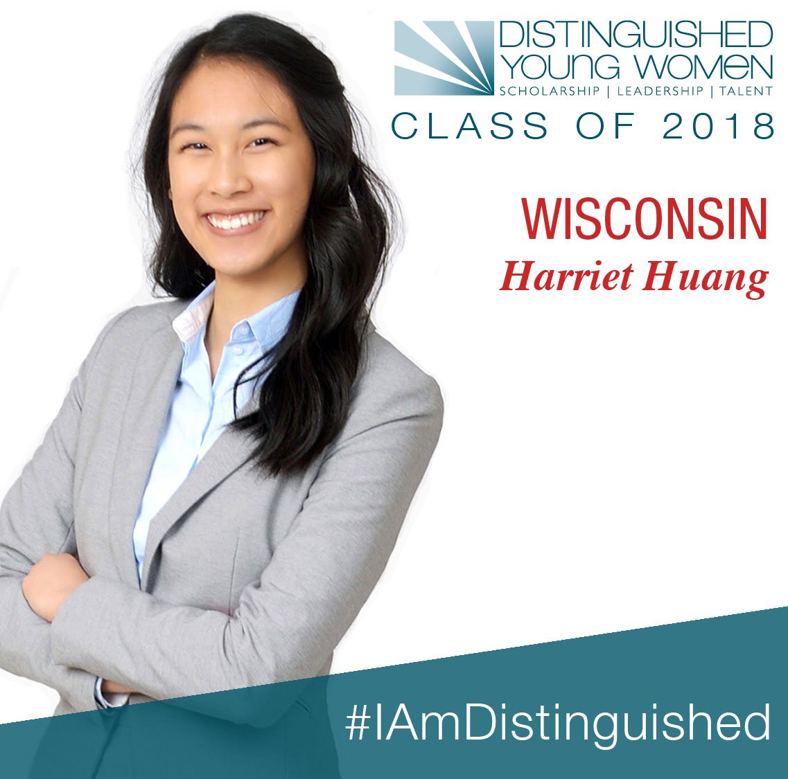 distinguishedyw's tweet photo. Harriet Huang of Brookfield, Wis., is the Distinguished Young Woman of Wisconsin for 2018. She plans to attend Brigham Young University and pursue a career as a dietitian. #IAmDistinguished #DYW https://t.co/qZ9am2UIqH