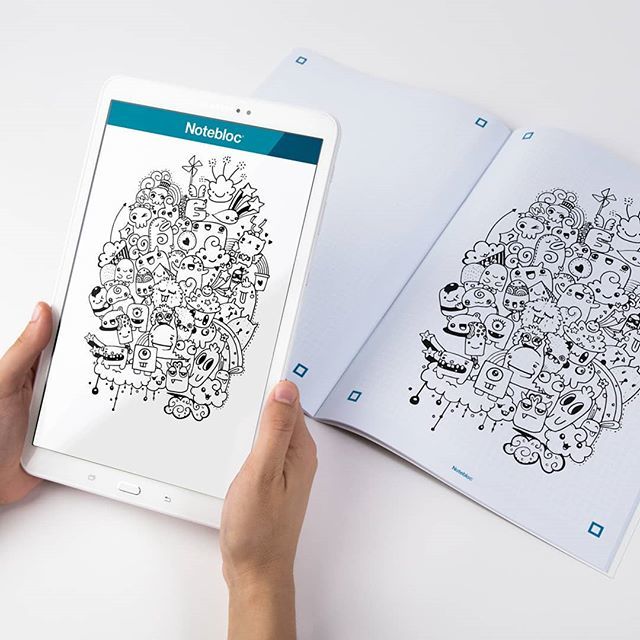 Notebloc's tweet photo. Notebloc also works with your tablet! Download the #NoteblocApp for free to digitize your documents, sketches, notes and drawings 😊👌And when used together with the #Notebloc notebooks the background gridlines are removed!👌 https://t.co/fgKbLNaDYZ https://t.co/lIPqDu3mOg